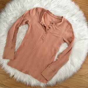Aerie 1/2 Button Long Sleeve Henley Shirt Size Medium
